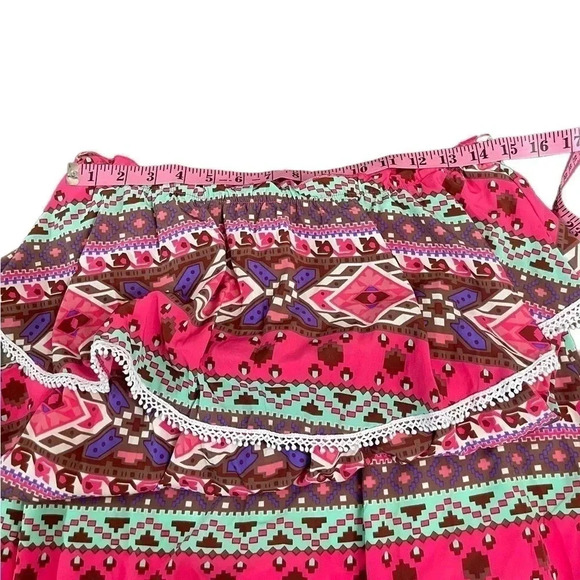 Peach Love California Aztec Ruffled Bust Maxi Spring Dress Women’s size Medium - Picture 9 of 9
